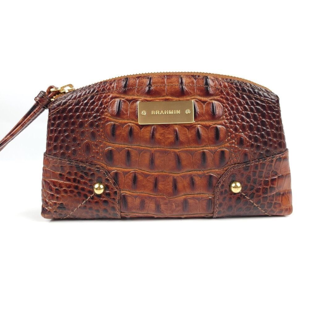 RARE Brahmin Stacy Bonnie Melbourne Collection Pecan Croc Leather Dr. Bag Set - Picture 4 of 16